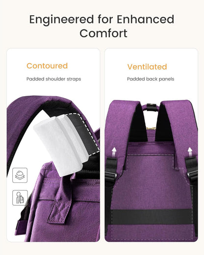 LOVEVOOK Laptop Backpack for Women with Giant Tumbler Holder Pocket,15.6 inch Waterproof Travel Backpack Purse Computer Laptop Bag,Professional Work College Nurse Teacher Backpack Casual Daypack,Black