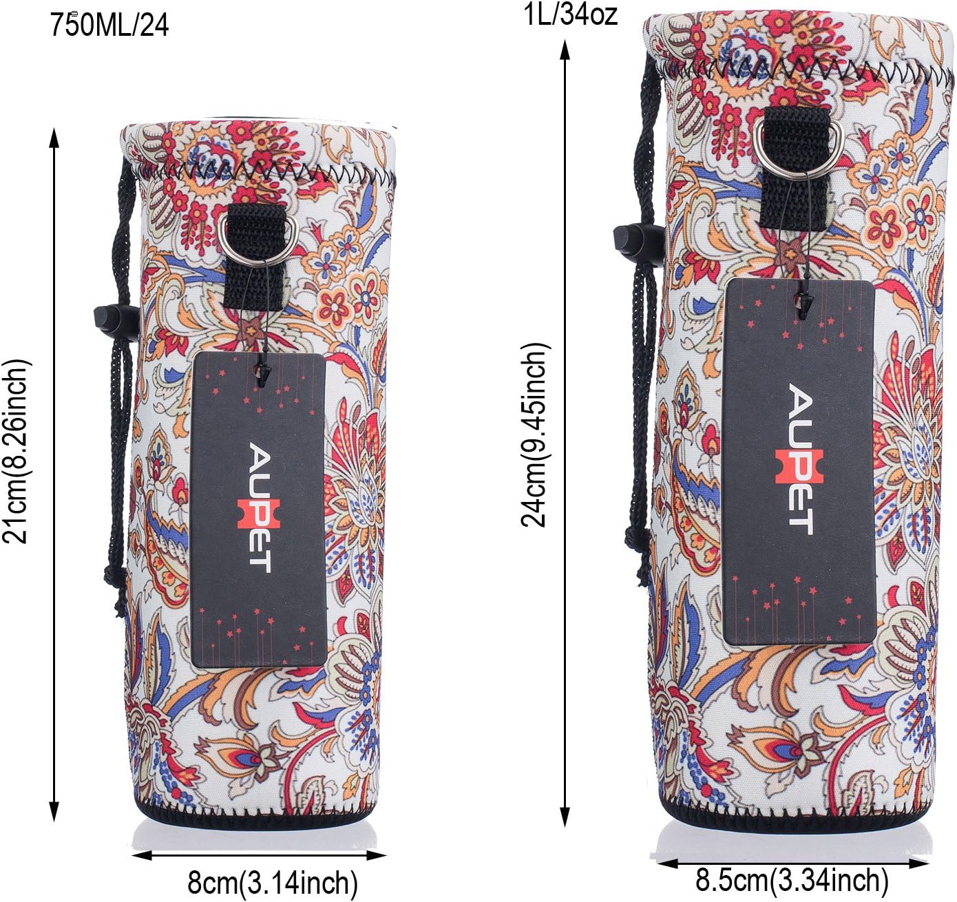 AUPET Water Bottle Bag Carrier,24oz/32oz Insulated Neoprene bottle Sling Holder Case Pouch Cover for 1000ML/750ML Bottles with Shoulder Strap for walking
