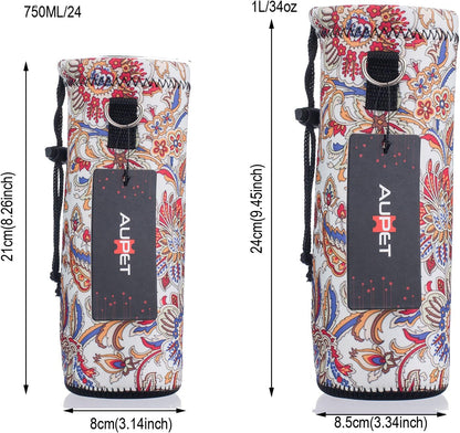 AUPET Water Bottle Bag Carrier,24oz/32oz Insulated Neoprene bottle Sling Holder Case Pouch Cover for 1000ML/750ML Bottles with Shoulder Strap for walking
