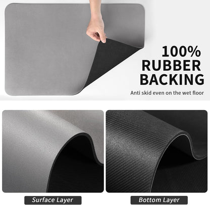 HotLive Dish Drying Mat for Kitchen Counter, Heat Resistant Drainer Mats with Non-slip Rubber Backed, Hide Stain Kitchen Super Absorbent Draining Mat, Easy to Clean Dish Rack Pad, Dark Grey 16"x18"
