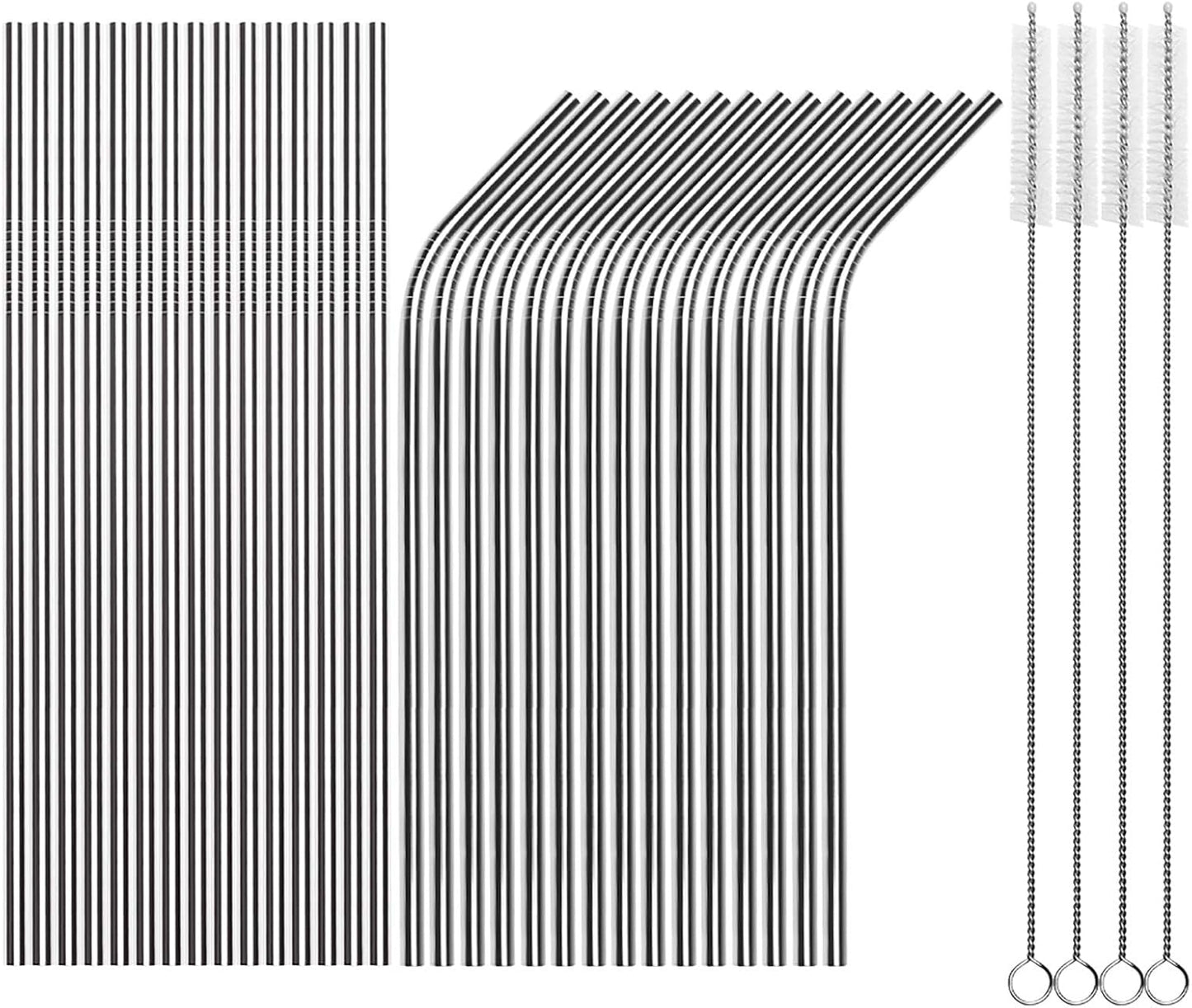 Tomorotec 8PCS 12" Stainless Steel Straws 4 Bent & 4 Straight Fit for 40oz Stanley Tumblers, Reusable Food-Grade Drinking Straws with Brush for Smoothies, Milkshakes, Iced Coffee, Dishwasher Safe