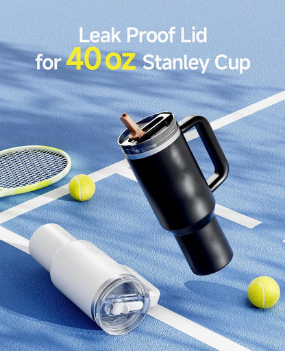 2 Pack Tumbler Flip Straw Lid Replacement Fit for Stanley 40 OZ Quencher, Leak Proof Lid with Straw for Stanley, No Spill Reusable Tumbler Lid Compatible with Stanley Cup Accessories