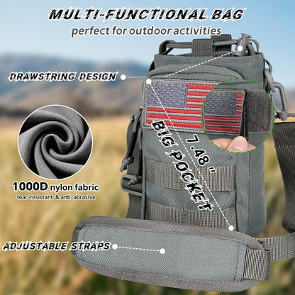 Water Bottle Holder with Strap - Tactical Insulated Water Bottle Sleeve with MOLLE System Water Bottle Cover Cross-Body Pouch for Walking Hiking Camping Gym 32oz&40oz