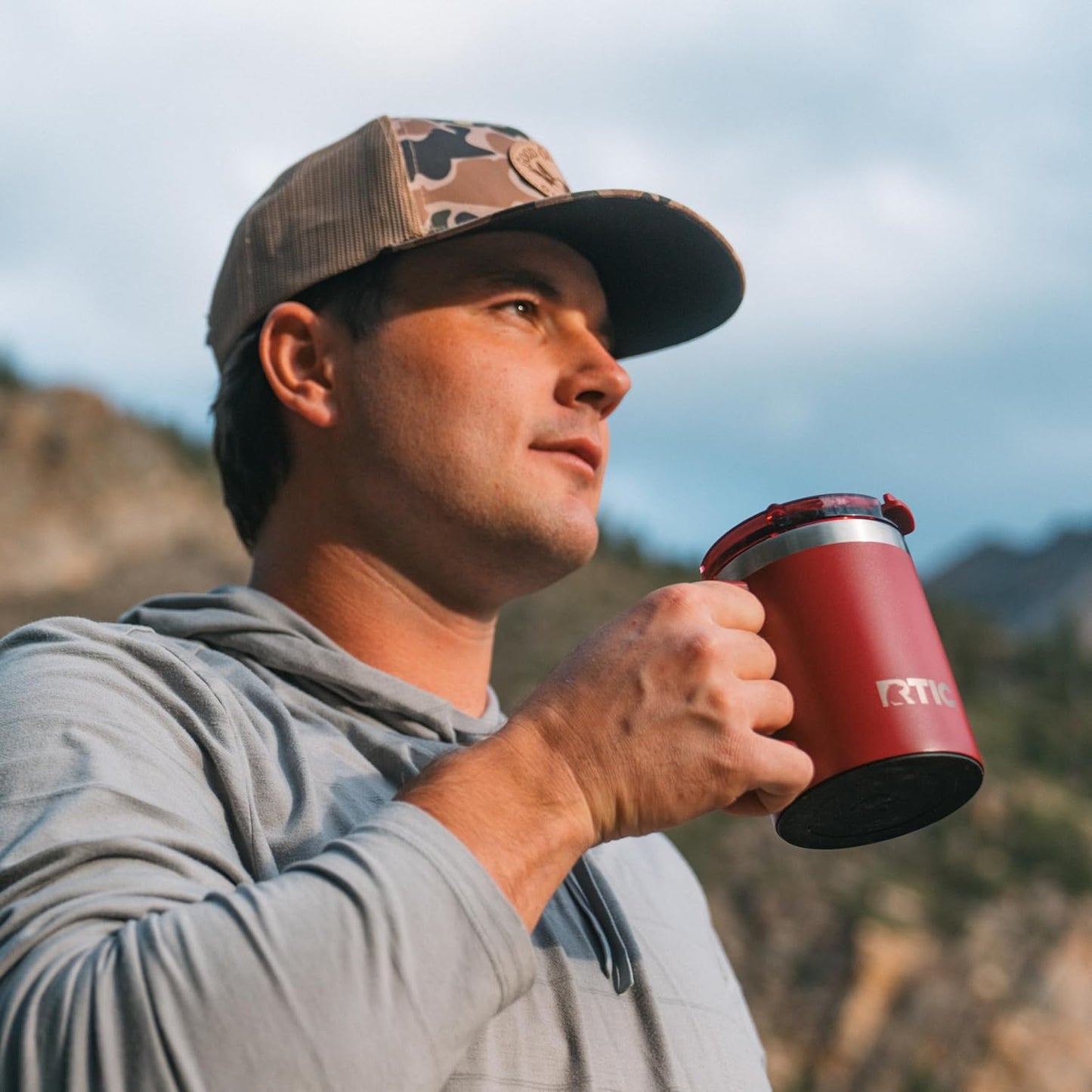 RTIC 12oz Essential Mug with Lid and Handle, Ceramic Lined, Insulated, Stainless Steel, Metal, Double Wall Vacuum-Insulation, Portable, Travel Cup for Hot and Cold Drink, Beach