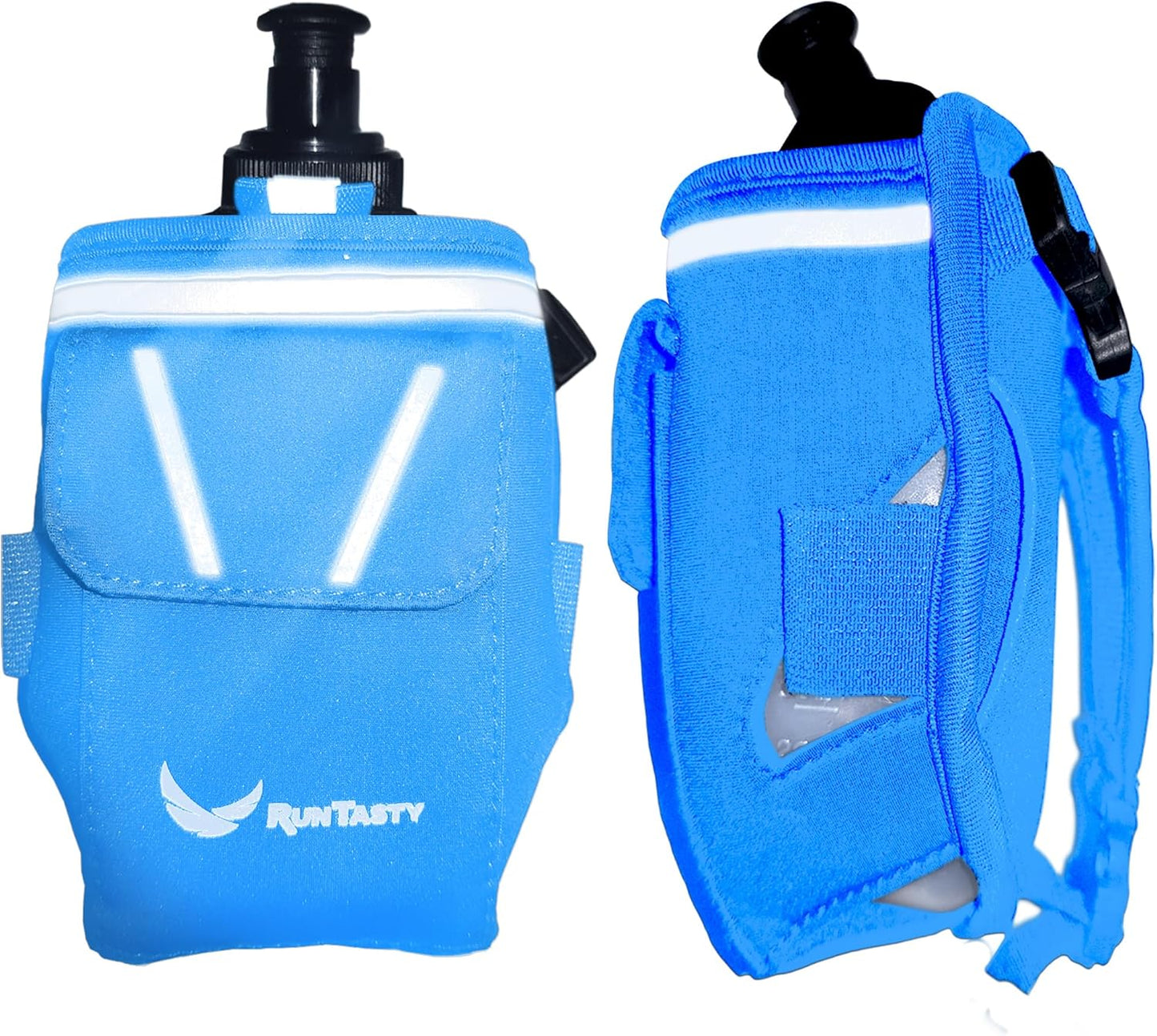 2-in-1 Running Fun: Handheld 12 Oz Water Bottle & Running Belt Add-On. No-Grip Design Straps on Hand & Slides on Belt. Waterproof Pocket for Money, Keys. Maximize Time, Freedom & Health