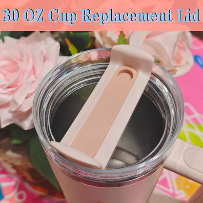 40 OZ Tumbler Lid Replacement Compatible for Stanley Quencher H2.0, 1 Pack BPA Free Clear Lid Replacement for Stanley Cup Accessories(Clear-White)