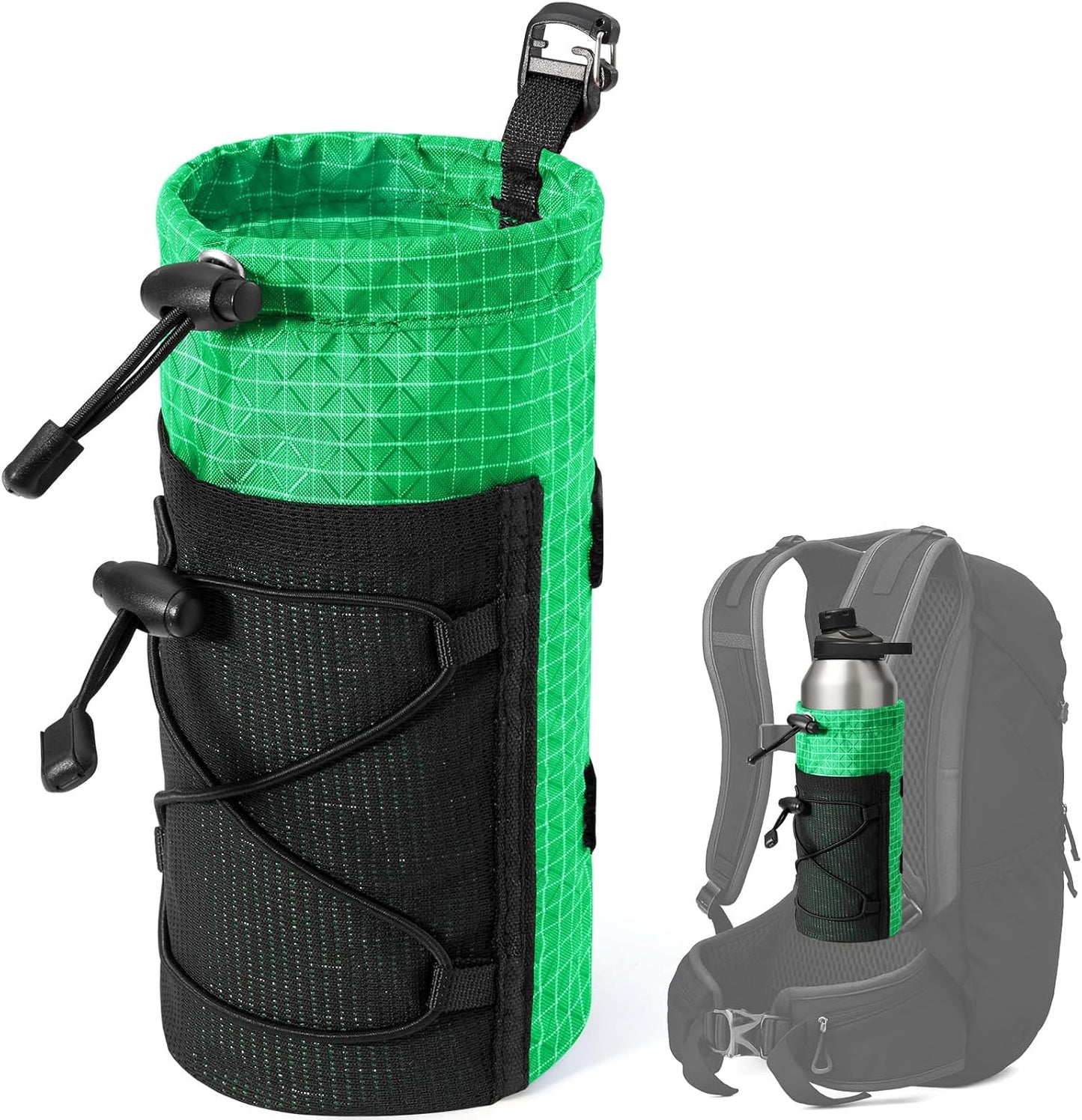 Large Water Bottle Holder Pouch Bag, Backpack Water Bottle Holder Mesh Bag Carrier Fits for 10-32oz Bottles, Heavy-Duty Water Bottles Holder Accessories for Hiking, Sports, Travel, Outdoor