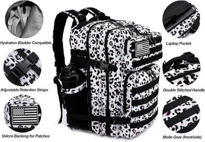 LHI Military Tactical Backpack for Men and Women 45L Army 3 Days Assault Pack Bag Large Rucksack with Molle System - Black - Colors B