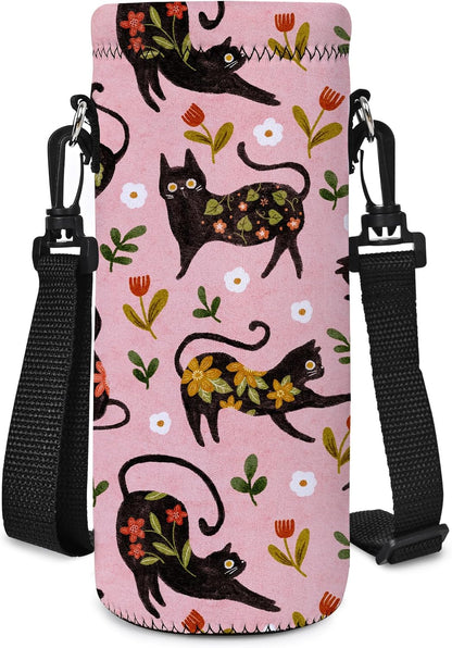 RICHEN Neoprene Water Bottle Carrier Bag with Adjustable Shoulder Strap,Insulated Water Bottle Cover for Stainless Steel/Glass/Plastic Bottles