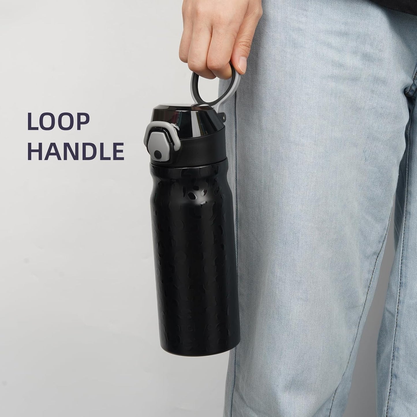 Konokyo 18 oz Insulated Water Bottle with Straw Lid, Stainless Steel Vacuum Sports Water Bottle, Leak-Proof Reusable Metal Flask with Carry Loop, BPA-Free Travel Bottle for Gym, School, Office