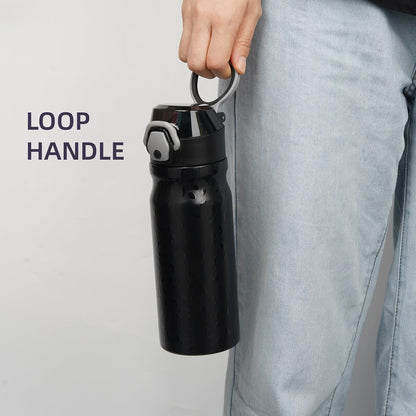 Konokyo 18 oz Insulated Water Bottle with Straw Lid, Stainless Steel Vacuum Sports Water Bottle, Leak-Proof Reusable Metal Flask with Carry Loop, BPA-Free Travel Bottle for Gym, School, Office