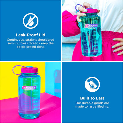 Nalgene 32 oz Wide Mouth Water Bottle | BPA-Free, Durable & Leak Proof, Lightweight Bottle for Hiking & Gym, Work & Travel