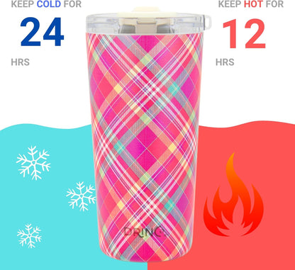 Drinco - 20 oz Stainless Steel Tumbler | Double Walled Vacuum Insulated Mug With Lid, 2 Straws, For Hot & Cold Drinks (20oz Dragonfly)