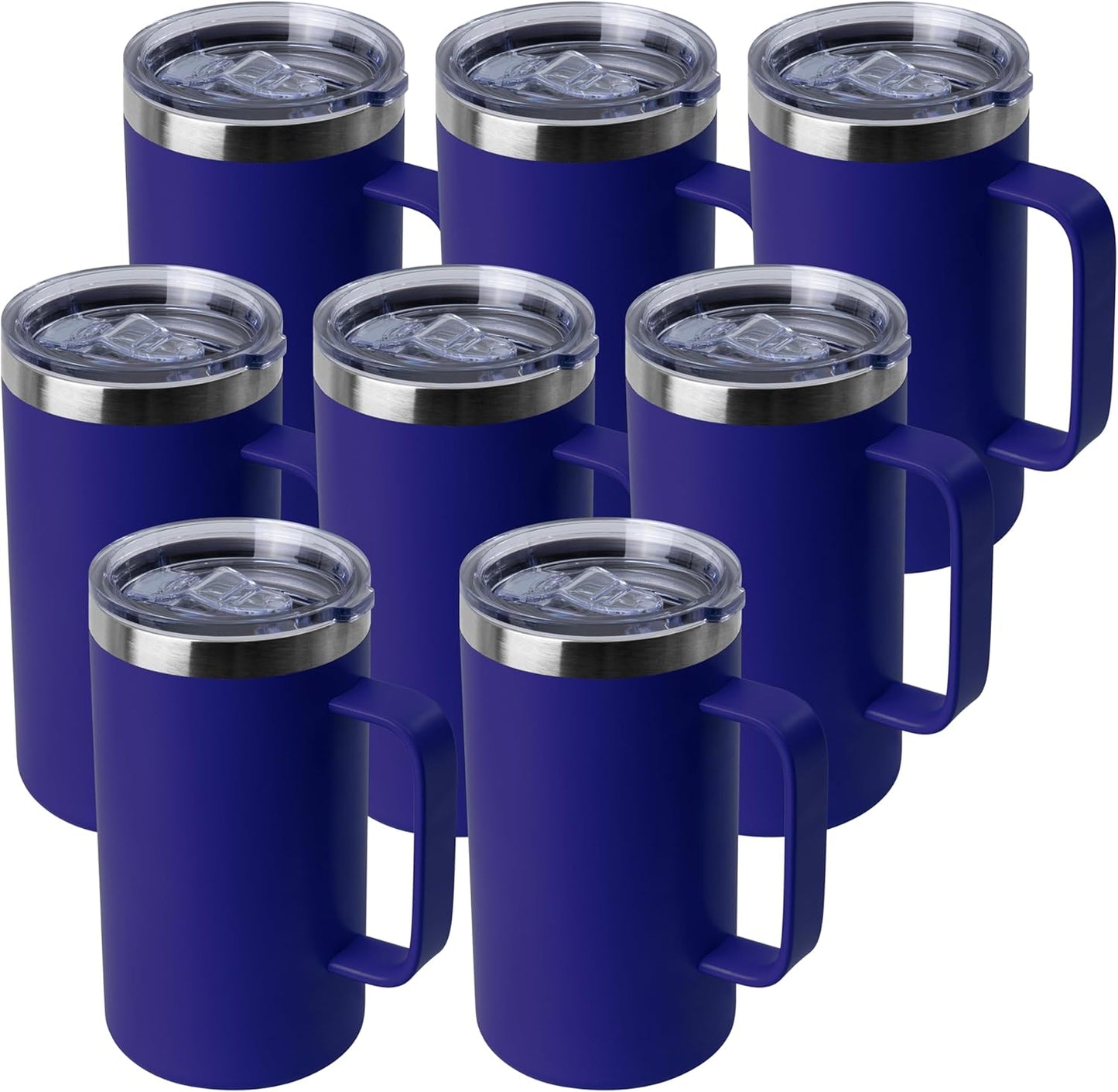 DOMICARE 24oz Mug with Handle and Lid, Stainless Steel Coffee Mug, Reusable Insulated Cup, Travel Mug with Handle, Double Wall Vacuum Coffee Tumbler for Men and Women, Black, Pack 1