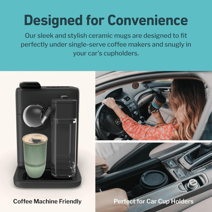 NOVA CERAMICS Coffee Tumbler – Travel Mug - On the Go Coffee Mug – Microwave & Dishwasher Safe Green Coffee Tumbler - Gifts For Women Men Him Her – 16oz – Monsoon