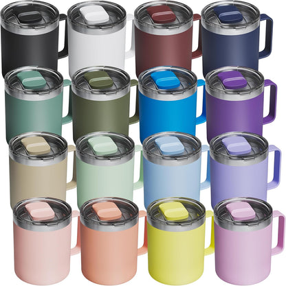 12oz Insulated Coffee Mug with Lid – Includes Two Lids, Stainless Steel Coffee Travel Mug with Handle, Double Wall Vacuum Insulated Camping Mug for Home, Office & Outdoor, Navy Blue
