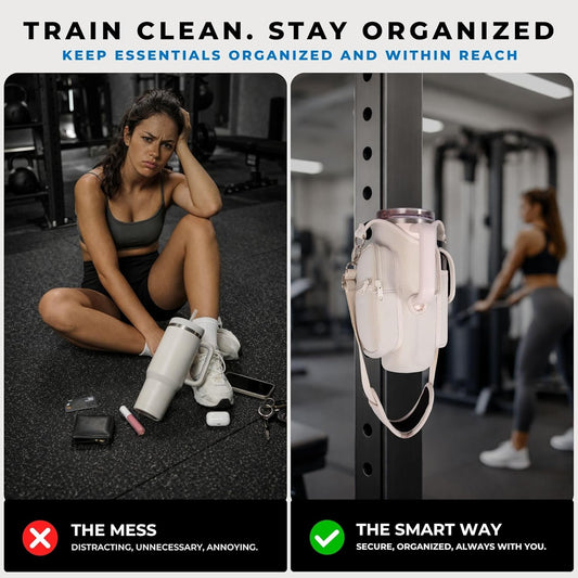 Tumbler Carrier Bag for Stanley & Owala 30–40oz, Magnetic Water Bottle Holder for Gym Equipment, Crossbody Cup Holder with Phone Pocket