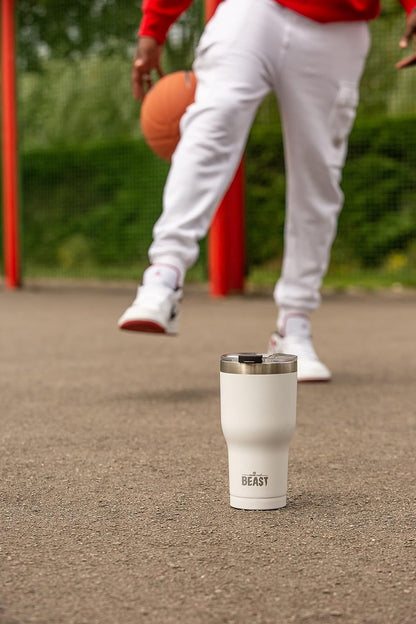 Beast 10 oz Tumbler Stainless Steel Vacuum Insulated Coffee Ice Cup Double Wall Travel Flask (Arctic White)