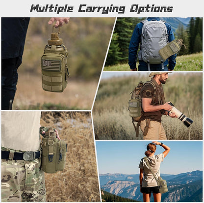 32 oz Insulated Water Bottle with Sleeve - Tactical Stainless Steel Gym Water Bottles for Men, Sports Water Bottle for Hiking Camping Outdoor with Camo Pouch