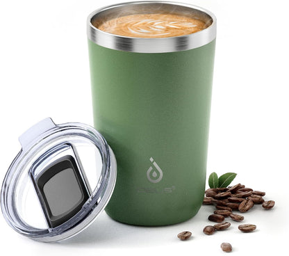 Ideus 20 oz Tumbler, Travel Coffee Mug with Splash Proof Sliding Lid, Double Wall Stainless Steel Vacuum Insulated Coffee Mug for Home and Office, Keep Beverages Hot or Cold, Avocado Green