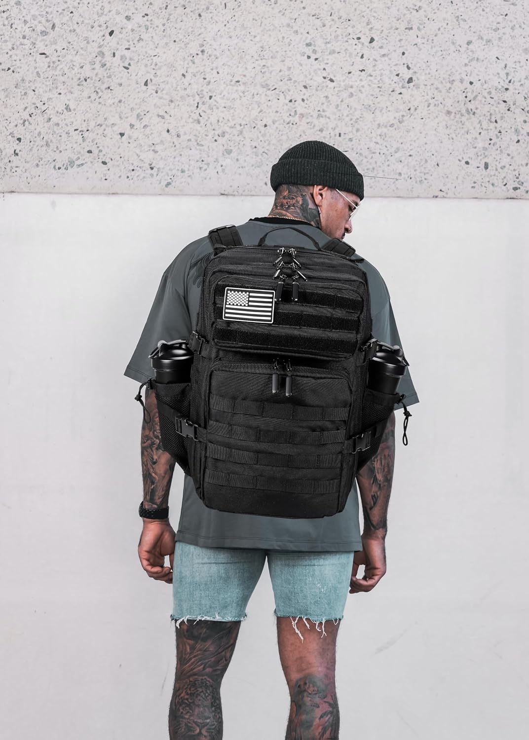 LHI Military Tactical Backpack for Men and Women 45L Army 3 Days Assault Pack Bag Large Rucksack with Molle System - Black - Colors A