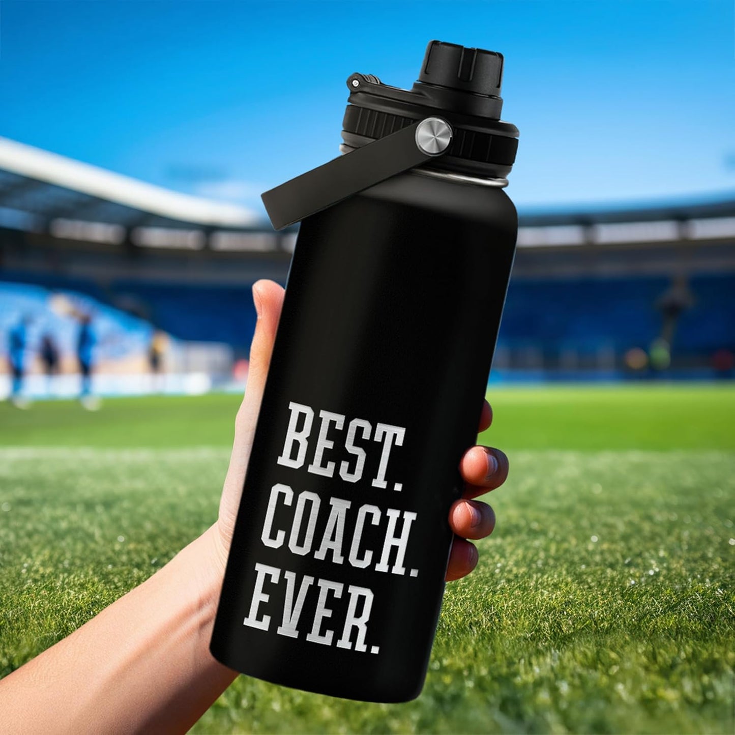 SANDJEST Gym Insulated Engraved Stainless Steel Water Bottle 32oz, Vacuum Chug Lid Travel Tumbler For Men Friends Dad Gymer Trainer, Gym Mode on, Birthday Christmas Father's Day