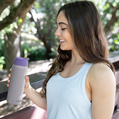 MIRA 18 oz Tea Infuser Thermo - Stainless Steel Travel Bottle with Removable Strainer for Loose Leaf Tea - Insulated Hot & Cold Brew Steeper - White