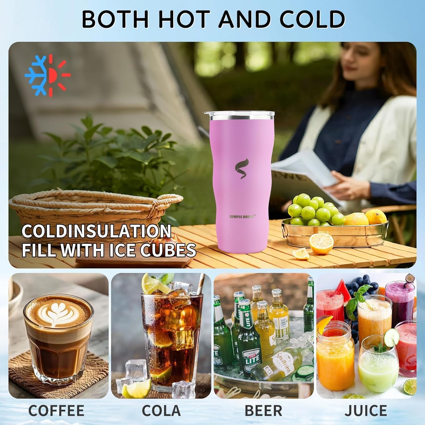 20Oz Insulated Tumbler With Straw And Lid, Stainless Steel Coffee Cup, Double Wall Vacuum Travel Mug,Spill proof Iced Coffee Tumbler, Beach tumbler, Green Red Tumbler