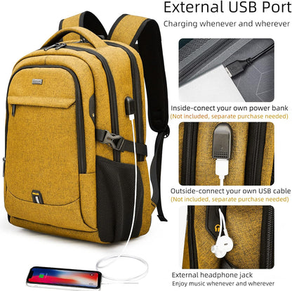 DUSLANG 17 Inch Laptop Backpack for Travel Water Resistant College Backpack for Men/Women Laptop Bag with USB Charging Port,Black - Colors B