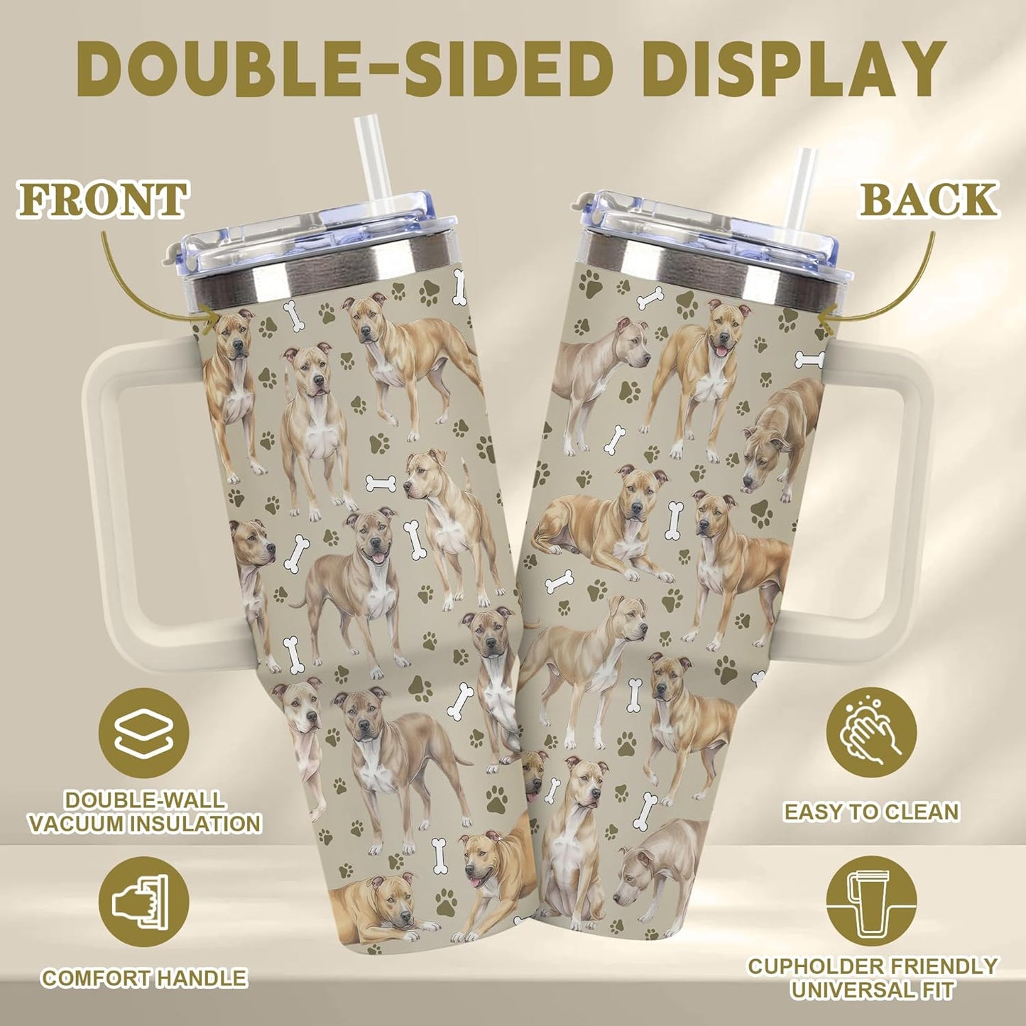 Beagle Gifts for Women Men, 40oz Stainless Steel Insulated Tumbler Travel Cup Mug, Funny and Unique Beagle Gifts for Dog Lover - Colors A