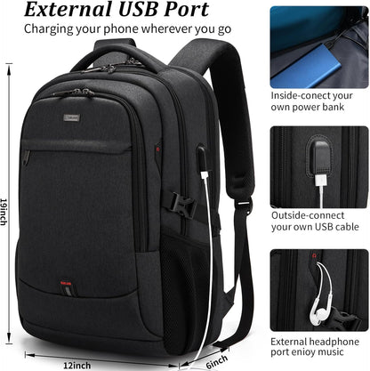 DUSLANG 17 Inch Laptop Backpack for Travel Water Resistant College Backpack for Men/Women Laptop Bag with USB Charging Port,Black - Colors A