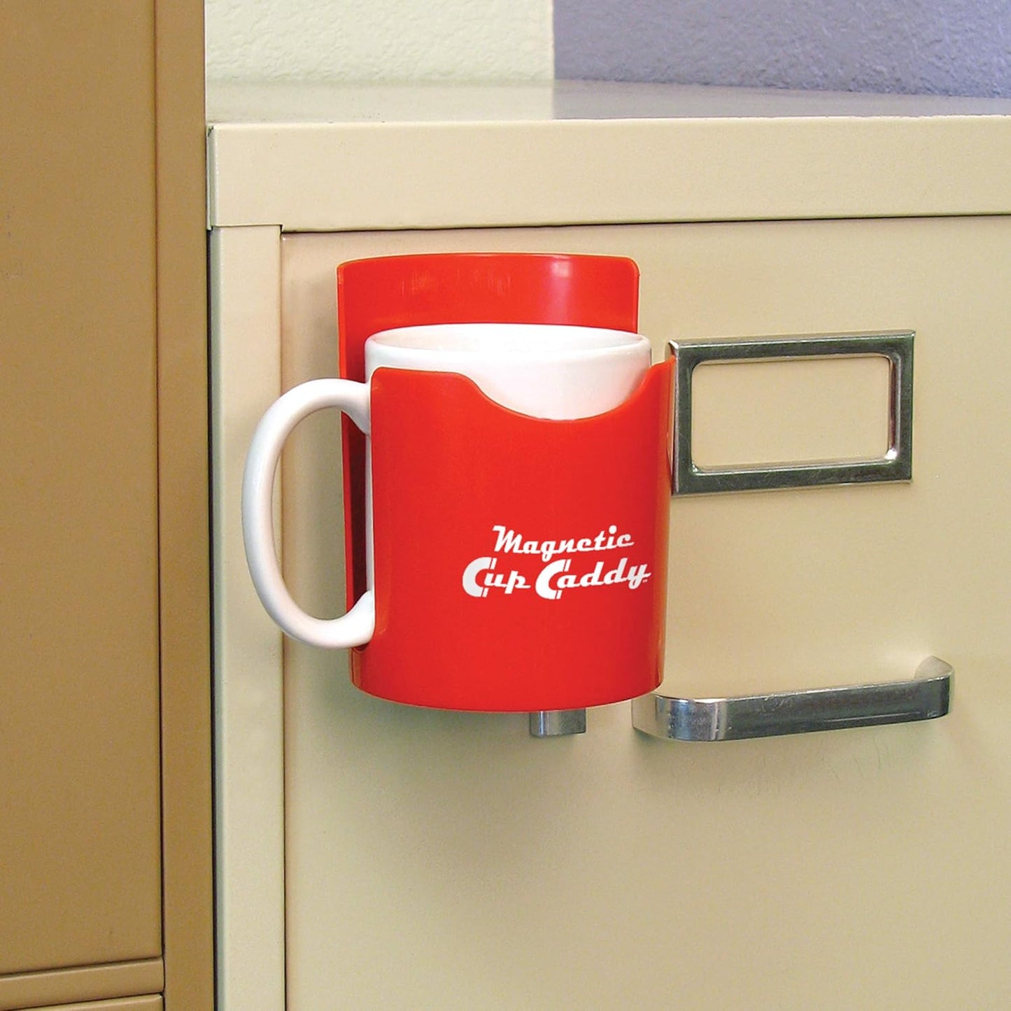 Master Magnetics Magnetic Cup Holder - Caddy for Bottles, Glasses, and Cans - Fits on Fridge, Lawnmower, Forklift, Cart, or Ladder - Heavy-Duty Magnet