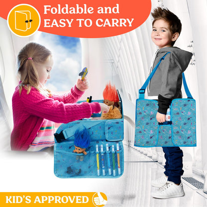 PILLANI Kids Travel Tray for Car - Car Seat Tray with Activity Sheets & Pens, Road Trip Essentials for Car & Airplane, Must Have Toddler Travel Lap Desk Accessories - Road Trip Activities for Kids