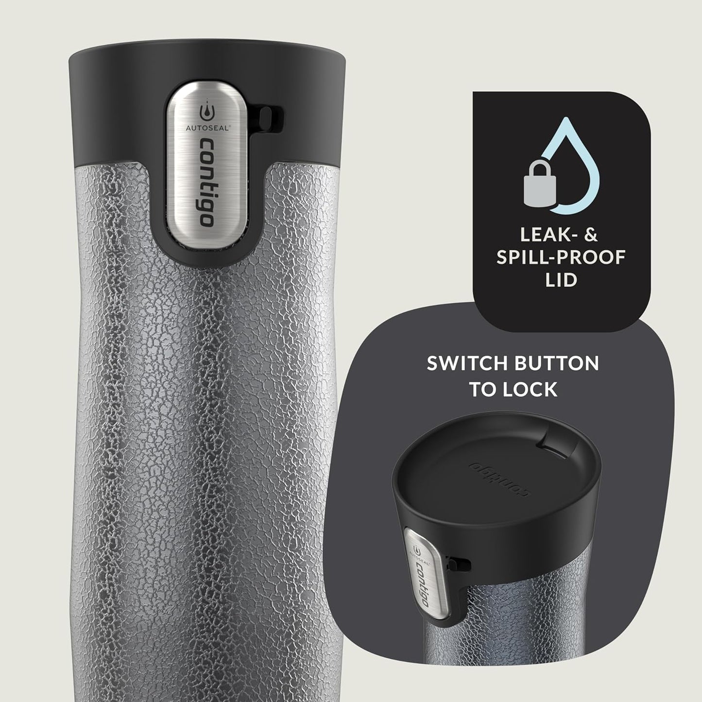 Contigo AUTOSEAL West Loop Vacuum-Insulated Stainless Steel Travel Mug with Easy-Clean Lid 12 oz Blueberry