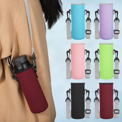 Rtteri 6 Pcs Neoprene Water Bottle Carrier Bag with Adjustable Shoulder Strap 32oz Insulator Water Bottle Cover Holder Cooler Sleeve for Stainless Steel/glass/plastic (Black)