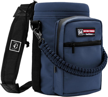 NATURE PIONEOR Water Bottle Holder with Adjustable Strap - Half/One Gallon (64/128oz) Insulated Water Bottle Sling Carrier with Phone Pocket & Paracord Handle, Outdoor Camping, Hiking, Gym