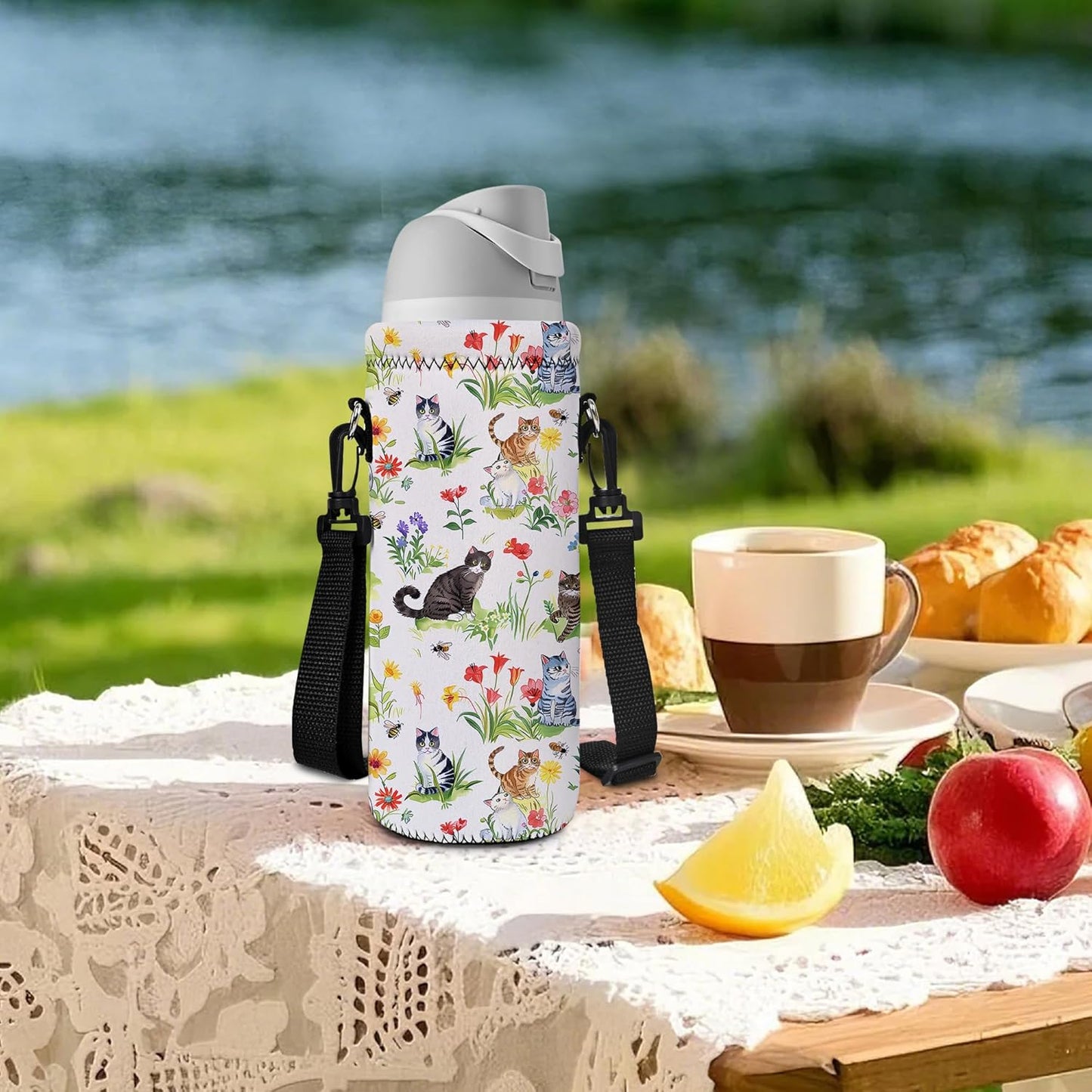 Neoprene 500ML/750ML/1000ML Water Bottle Bag Carrier, Portable Insulated Bottle Sling Holder Case Pouch with Adjustable Shoulder Strap for Men Women Walking Hiking Running