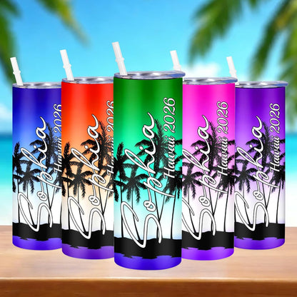 Girl Trip Gifts for Women, Personalized Girls Trip Tumblers with Name Text, Custom Beach Tumbler, Road Trips Vacation Cruise Cup with Lid and Straw, Bachelorette Party Girl Weekend Gift For Friend