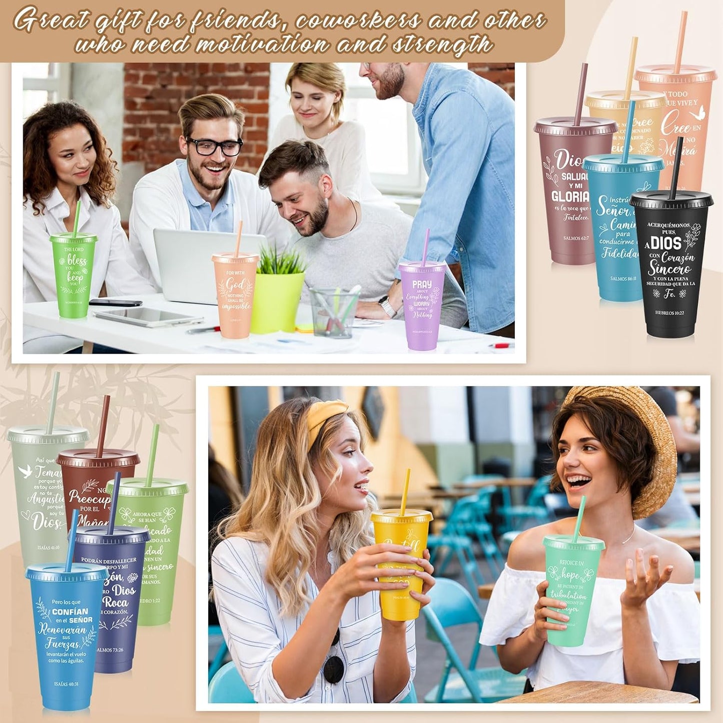 Uiifan 30 Pcs Christian Gifts Cups Bulk for Women, 24oz Bible Verse Christian Tumblers with Lids and Straw, Religious Church Gifts for Mother's Day (Fresh Color,Bible)