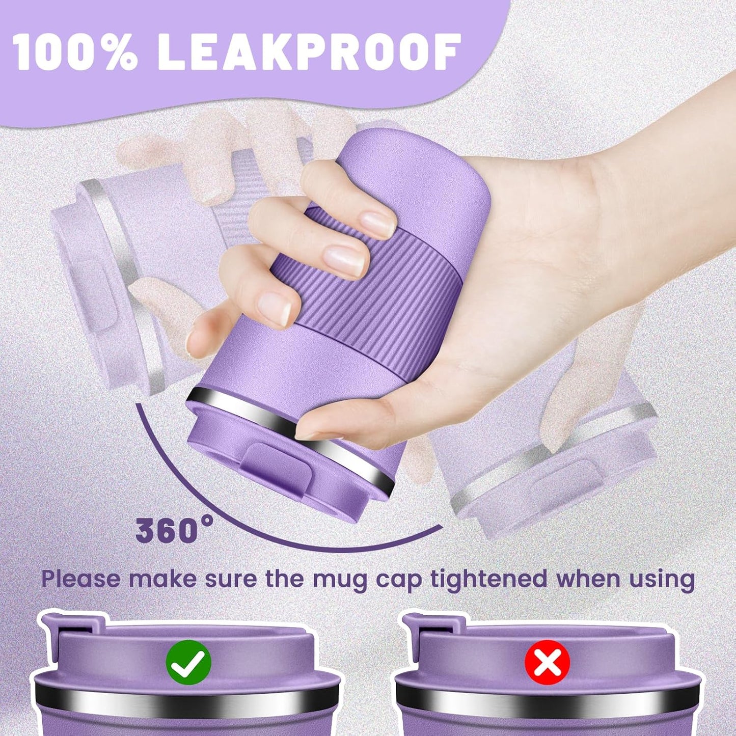 DUBUXW Insulated Coffee Tumblers with Flip Lid 12oz / 17oz, Stainless Steel Travel Coffee Mug Leak Proof, Vacuum Insulated Coffee Mug Reusable Cup, Keeps Cold and Hot for Coffee Tea