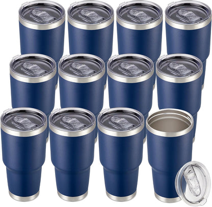 30 oz Tumbler with Lid Stainless Steel Tumblers Vacuum Insulated Cup Reusable Powder Coated Travel Mug Double Wall Leak Proof Portable Cups Keep Cold Drinks for 12 Hours, Stainless, 1 Pack