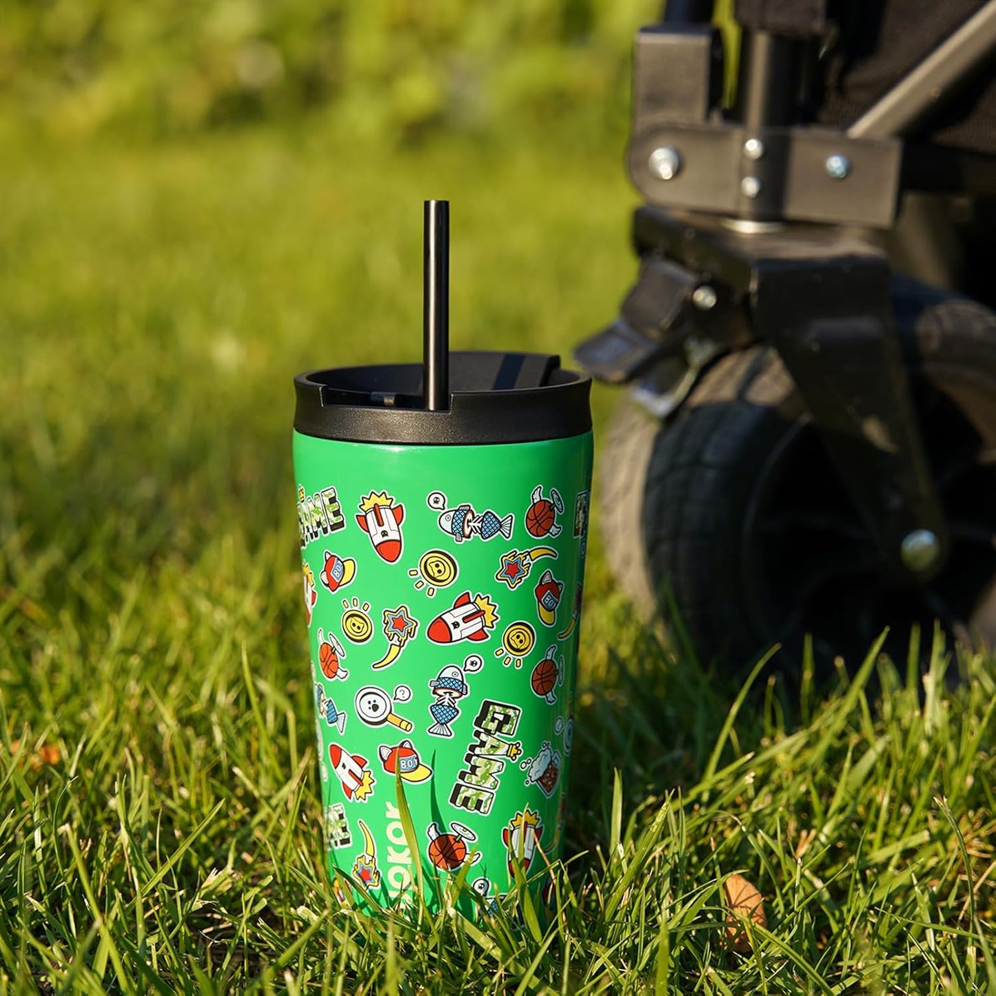 BJPKPK 22oz Insulated Tumbler With lid And Straw Stainless Steel Tumblers Travel Coffee Mug Reusable Thermal Cup,Sky