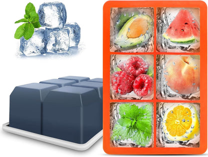 Excnorm Silicone Ice Cube Trays 3 Pack - Large Size Silicone Ice Cube Molds with Leak Proof Removable Lid Square Ice Cube Tray And BPA Free for Cocktail,Whiskey, Stackable Flexible Ice