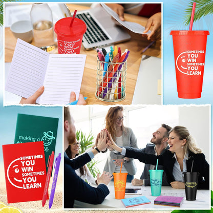 Feifeiya 72 Pcs/ 24 Set Bible Verse Gifts Bulk 24 oz Father's Day Christian Plastic Tumbler with Lids and Straws Inspirational Prayer Notepads Religious Pen Church Cups Gift for Christian Party Favors