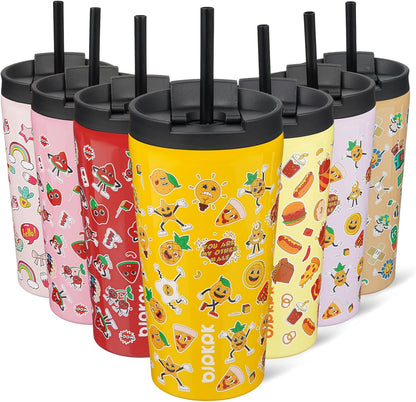BJPKPK 22oz Insulated Tumbler With lid And Straw Stainless Steel Tumblers Travel Coffee Mug Reusable Thermal Cup,Sky