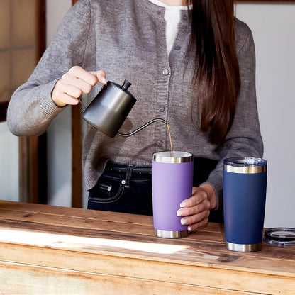 MEWAY 20oz Tumbler Cup Double Wall Vacuum Insulated Travel Mug Bulk, Stainless Steel Tumblers with Lid and Straw, Durable Powder Coated Coffee Cups for Cold & Hot Drinks (Navy, 1)