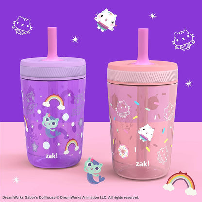 Zak Designs 15oz Bluey Kelso Tumbler Set, Leak-Proof Screw-On Lid with Straw Made of Durable Plastic and Silicone, Perfect Bundle for Kids, 2 Count (Pack of 1) - Colors B