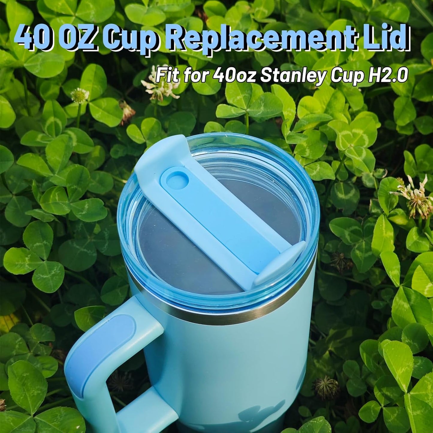 40 OZ Tumbler Lid Replacement Compatible for Stanley Quencher H2.0, 1 Pack BPA Free Clear Lid Replacement for Stanley Cup Accessories(Clear-White)