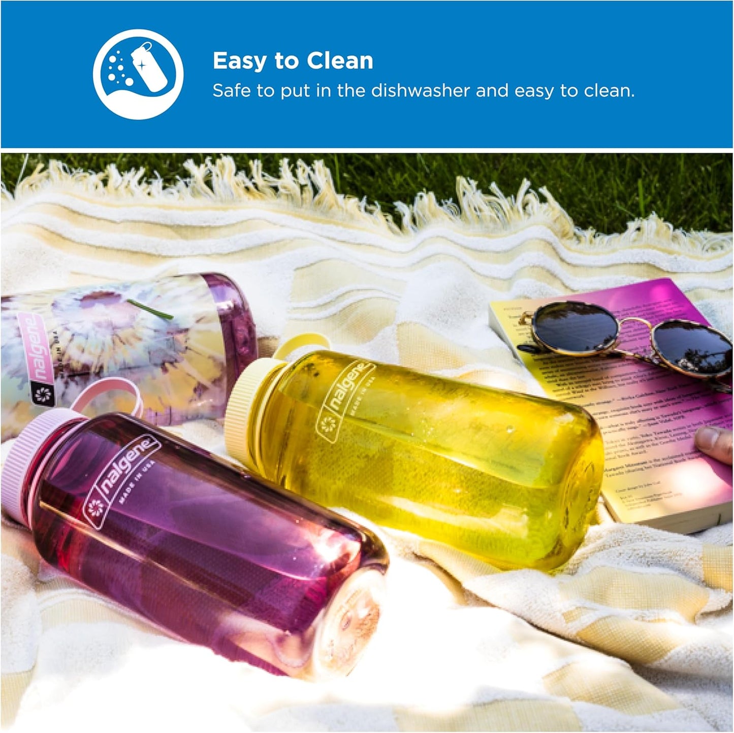 Nalgene 32 oz Wide Mouth Water Bottle | BPA-Free, Durable & Leak Proof, Lightweight Bottle for Hiking & Gym, Work & Travel