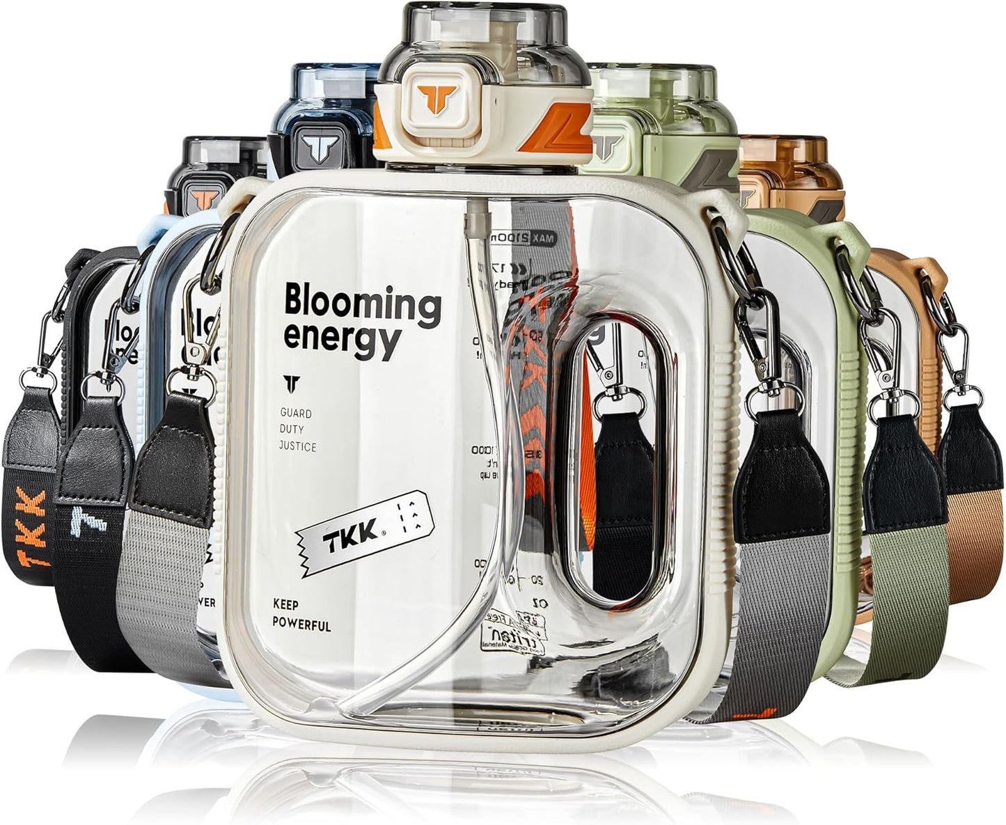 TKK Half Gallon Water Bottle Jug with Straw Large Capacity Plastic Water Bottle Dishwasher Safe 1/2 Gallon 50 Oz Water Bottle Jug BPA Free Tritan for Gym Yoga Travel Camping Outdoor